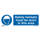 Sealey SS8V10 Safety Helmets Must Be Worn In This Area - Mandatory Safety Sign - Self-Adhesive Vinyl - Pack of 10
