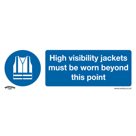 Sealey SS9V10 High Visibility Jackets Must Be Worn Beyond This Point - Mandatory Safety Sign - Self-Adhesive Vinyl - Pack of 10