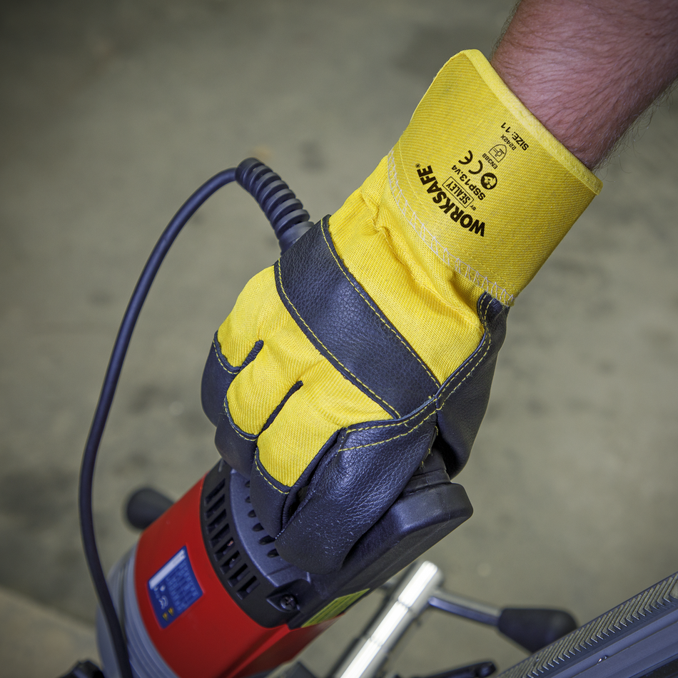 Sealey SSP13 Rigger's Gloves Hide Palm - Pair