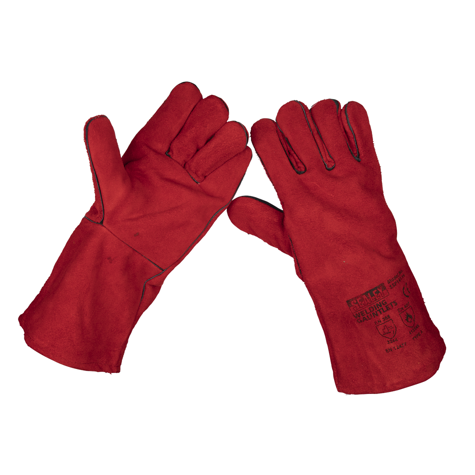 Sealey SSP141 Lined Leather Welding Gauntlets - Pair