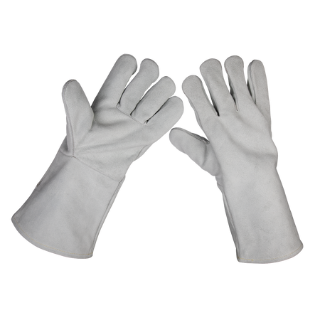 Sealey SSP151 Heavy-Duty Lined Leather Welding Gauntlets - Pair