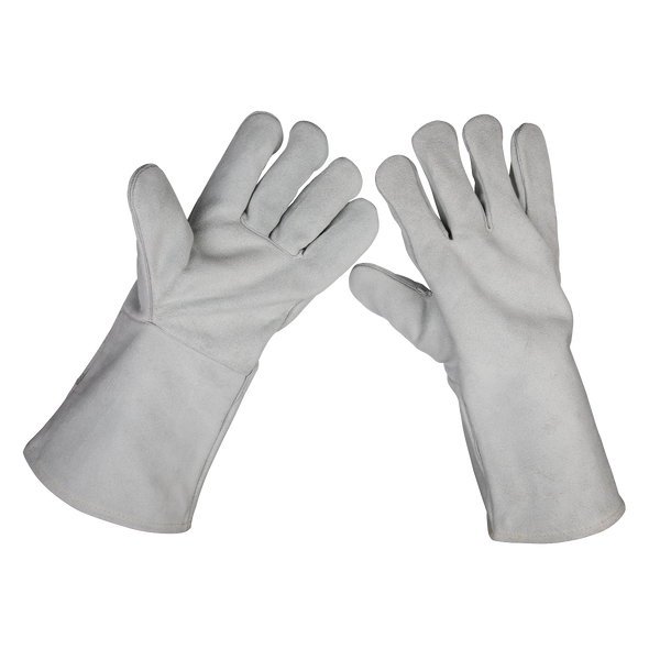 Sealey SSP151 Heavy-Duty Lined Leather Welding Gauntlets - Pair