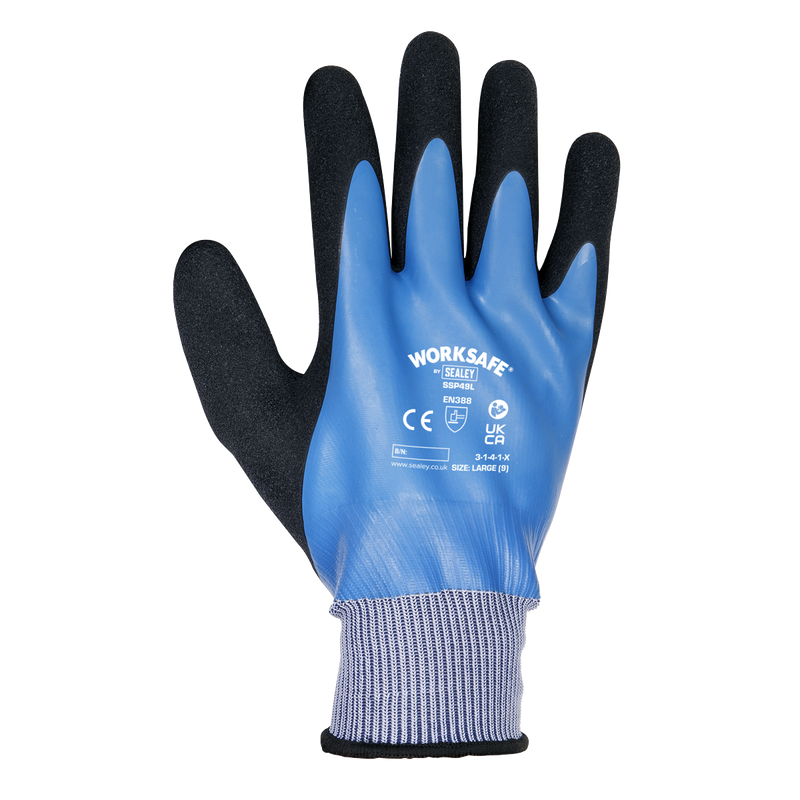 Sealey SSP49L/6 Waterproof Latex Gloves - (Large) - Pack of 6 Pairs