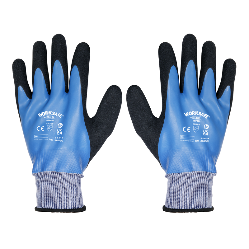 Sealey SSP49L Waterproof Latex Gloves Large - Pair