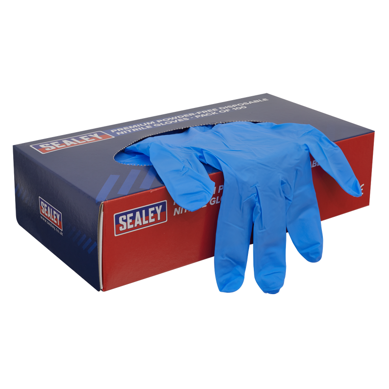 Sealey SSP55L Premium Powder-Free Disposable Nitrile Gloves - Large - Pack of 100
