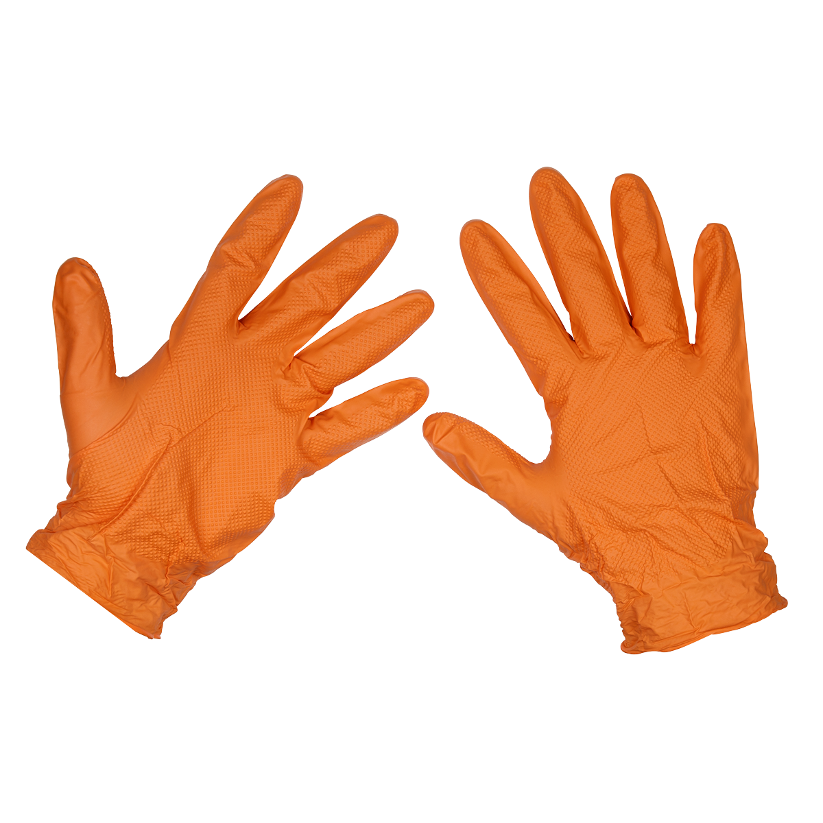 Sealey SSP56L Orange Diamond Grip Extra-Thick Nitrile Powder-Free Gloves Large - Pack of 50