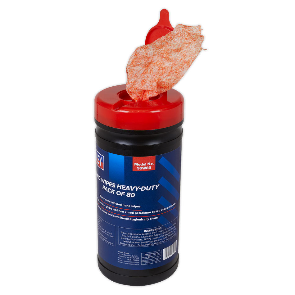 Sealey SSW80 Heavy-Duty Hand Wipes Textured - Pack of 80