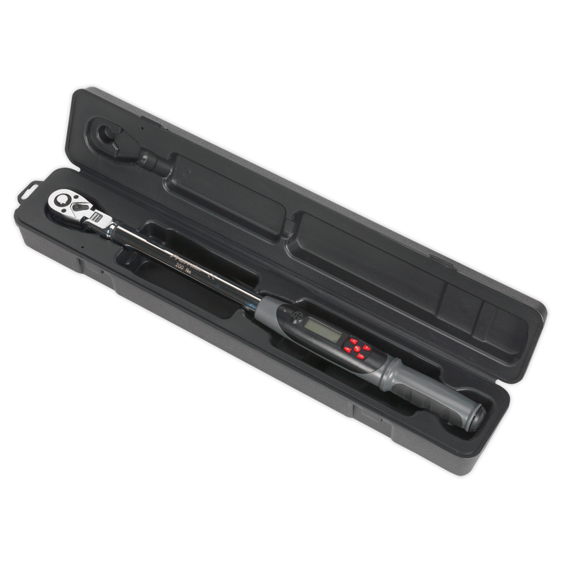 Sealey STW309 1/2"Sq Drive Flexi-Head Digital Torque Wrench with Angle Function 20-200Nm