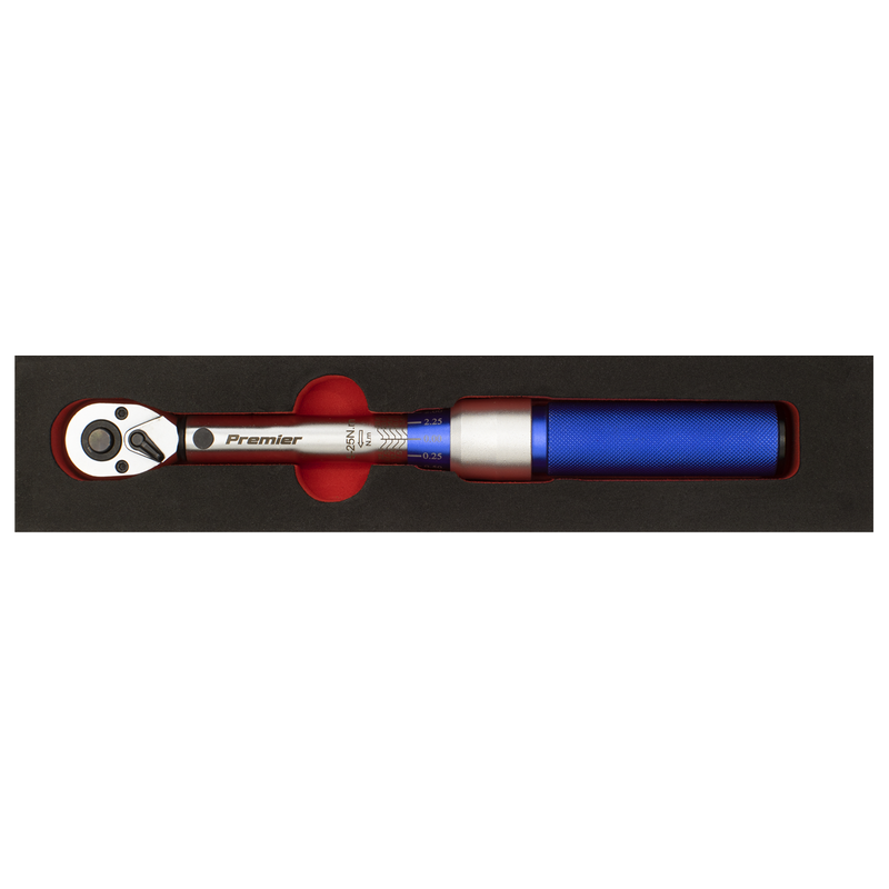 Sealey STW902 3/8"Sq Drive Torque Wrench Micrometer Style 5-25Nm - Calibrated
