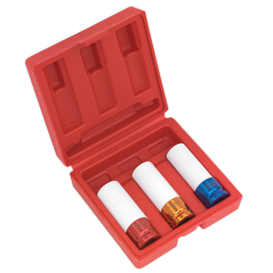 Sealey SX031 3pc 1/2"Sq Drive Alloy Wheel Impact Socket Set
