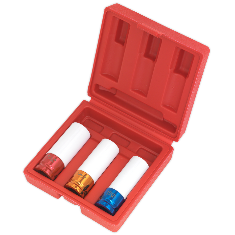 Sealey SX031 3pc 1/2"Sq Drive Alloy Wheel Impact Socket Set