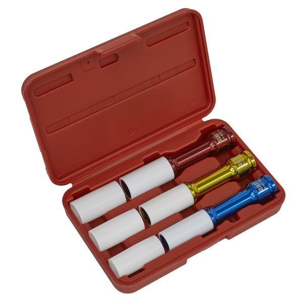 Sealey SX031D 3pc 1/2"Sq Drive Alloy Wheel Long Reach Impact Socket Set
