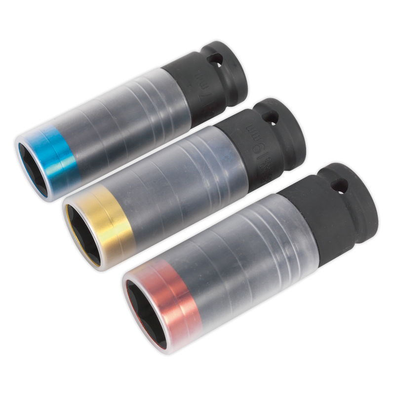 Sealey SX039 3pc 1/2"Sq Drive Alloy Wheel Ultra-Power Impact Socket Set
