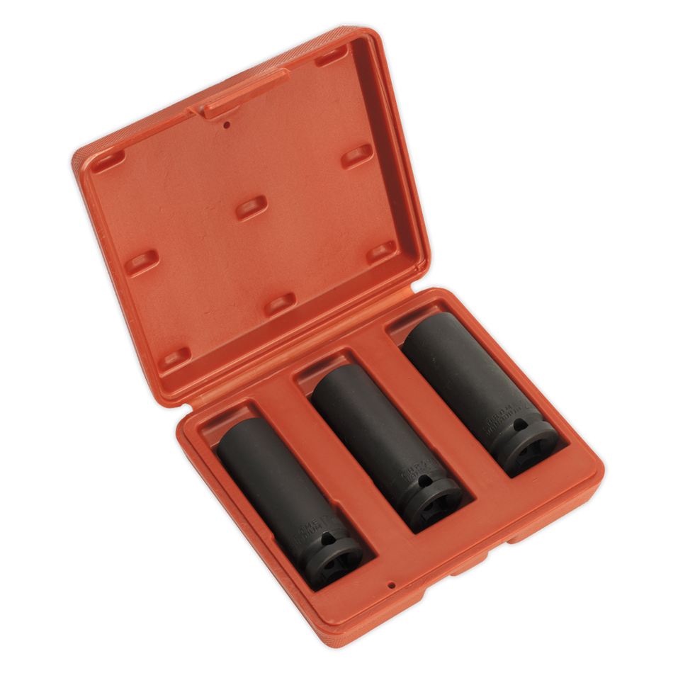 Sealey SX043 3pc 1/2"Sq Drive Deep Impact Socket Set