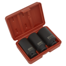 Sealey SX051 3pc 1/2"Sq Drive 12-point Impact Hub Nut Socket Set