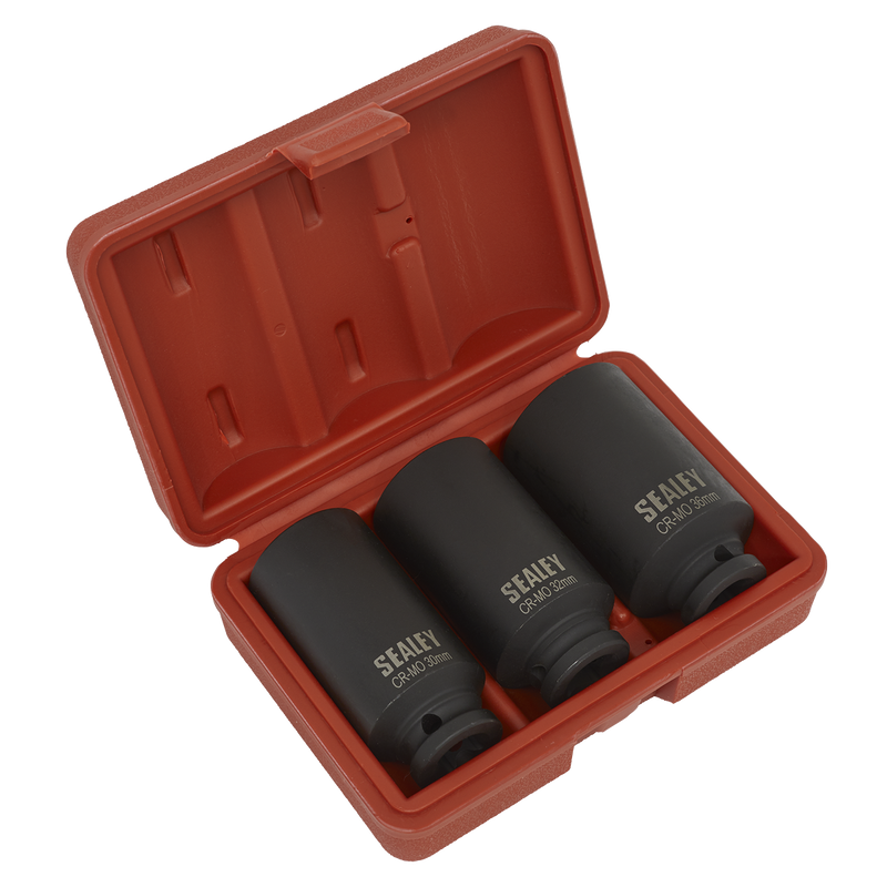 Sealey SX051 3pc 1/2"Sq Drive 12-point Impact Hub Nut Socket Set