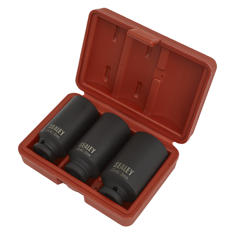 Sealey SX051 3pc 1/2"Sq Drive 12-point Impact Hub Nut Socket Set