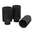 Sealey SX051 3pc 1/2"Sq Drive 12-point Impact Hub Nut Socket Set