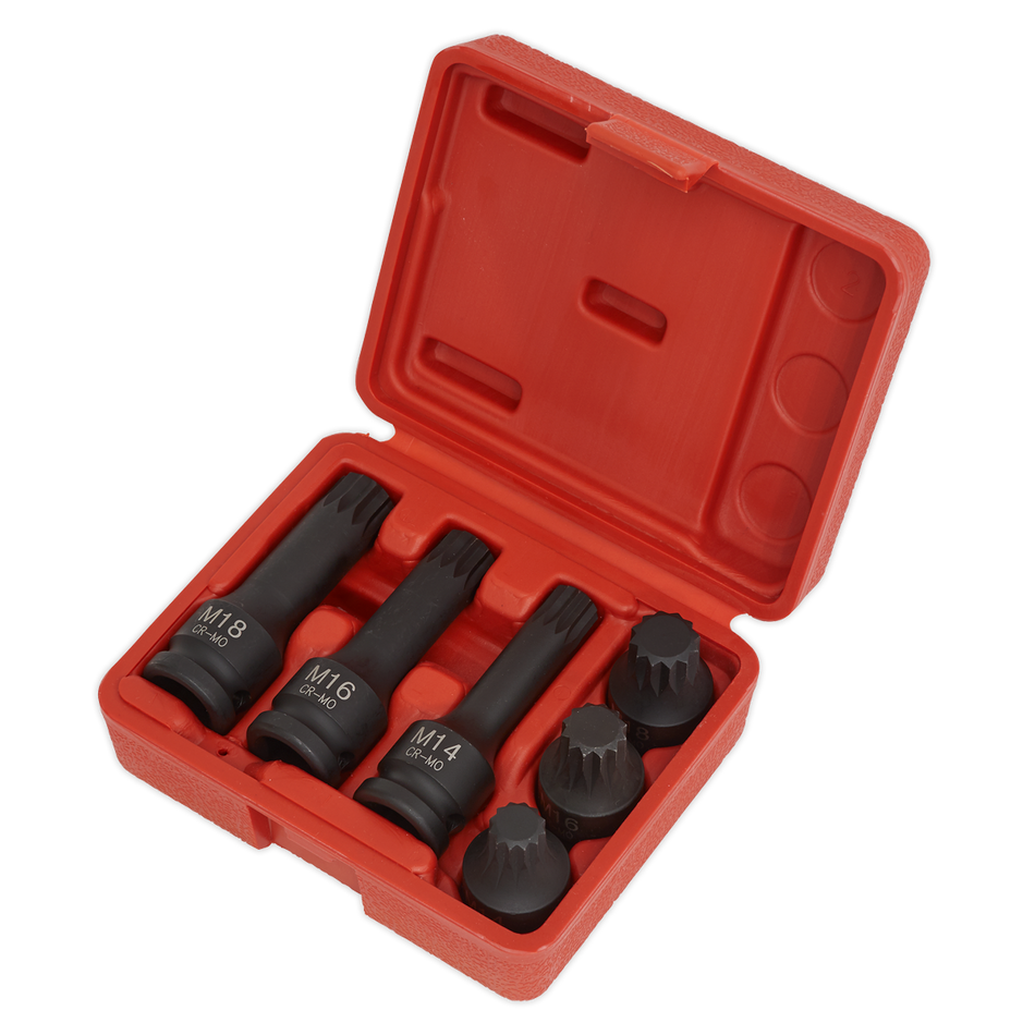 Sealey SX052 6pc 1/2"Sq Drive Impact Spline Socket Bit Set