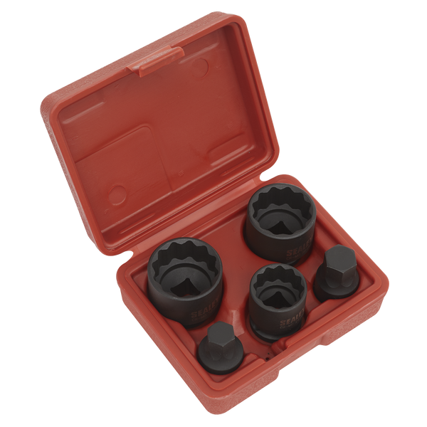 Sealey SX053 5pc 1/2"Sq Drive 12-Point Impact Hub Socket & Socket Bit Set