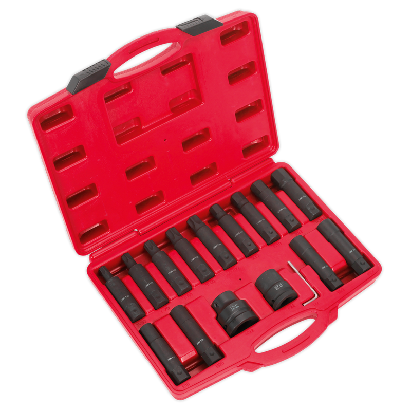 Sealey SX098 16pc 3/4" & 1"Sq Drive Impact Hex, TRX-Star* & TRX-Star* Female Socket Bit Set