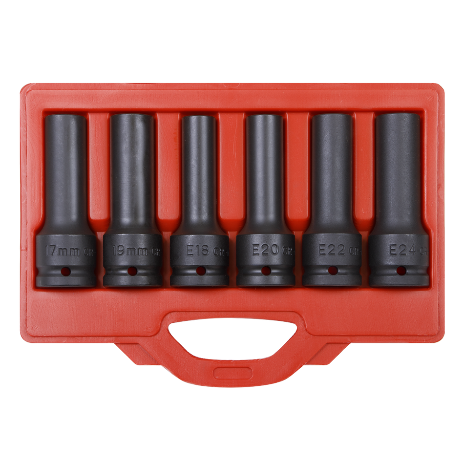 Sealey SX099 6pc 3/4"Sq Drive Impact 12-Point & TRX-Star* Female Deep Socket Set
