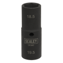 Sealey SX1819 80mm 1/2"Sq Drive 18.5/19.5mm Double Ended Deep Impact Socket