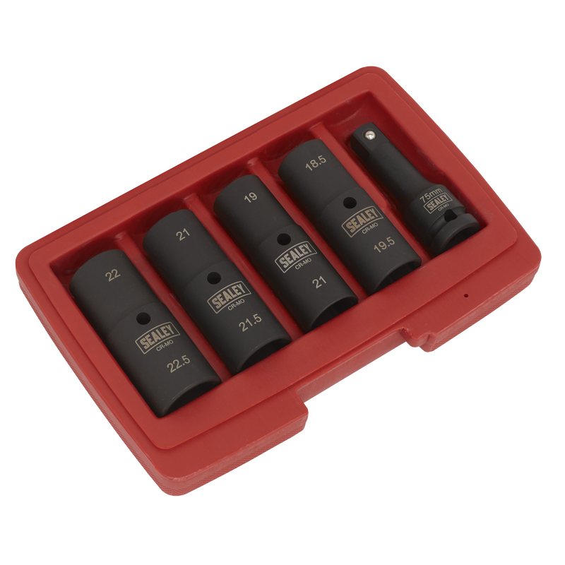 Sealey SX1820 5pc 80mm 1/2"Sq Drive Double Ended Deep Impact Socket Set