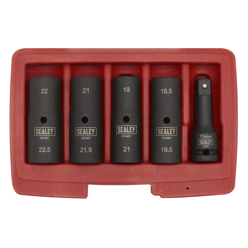 Sealey SX1820 5pc 80mm 1/2"Sq Drive Double Ended Deep Impact Socket Set