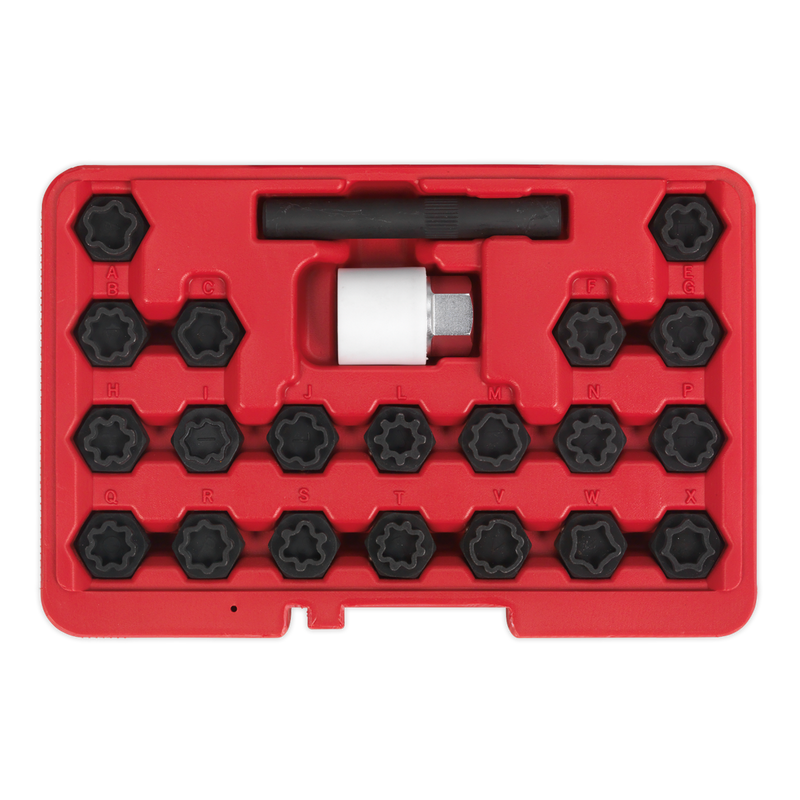 Sealey SX206 22pc Locking Wheel Nut Key Set - Audi