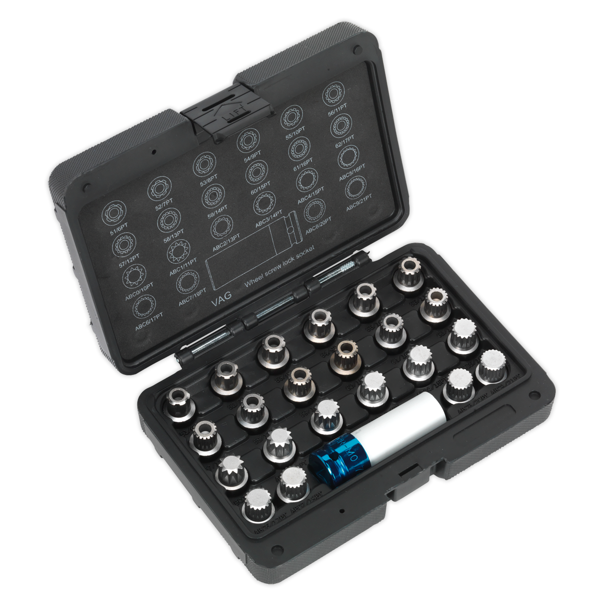 Sealey SX210 23pc Locking Wheel Nut Key Set - VAG