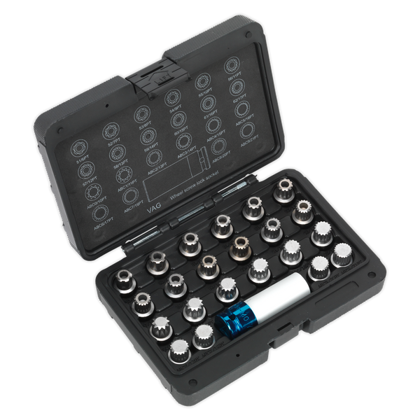 Sealey SX210 23pc Locking Wheel Nut Key Set - VAG