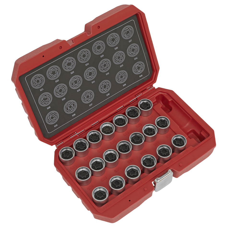 Sealey SX219 20pc Locking Wheel Nut Key Set - VAG