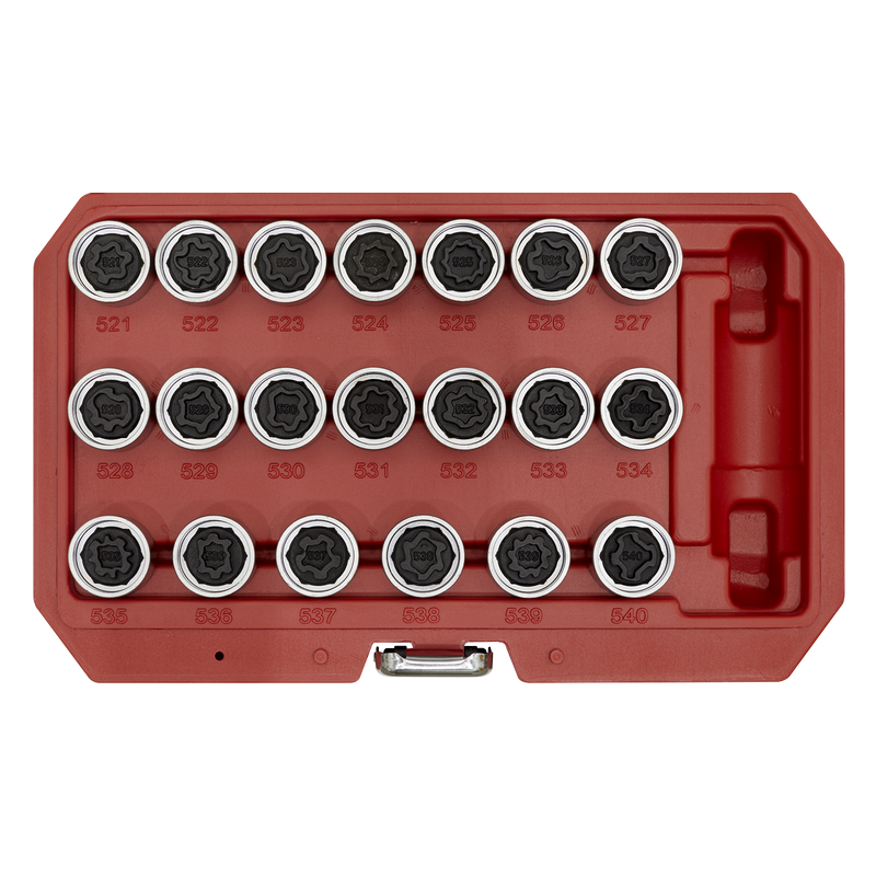 Sealey SX219 20pc Locking Wheel Nut Key Set - VAG