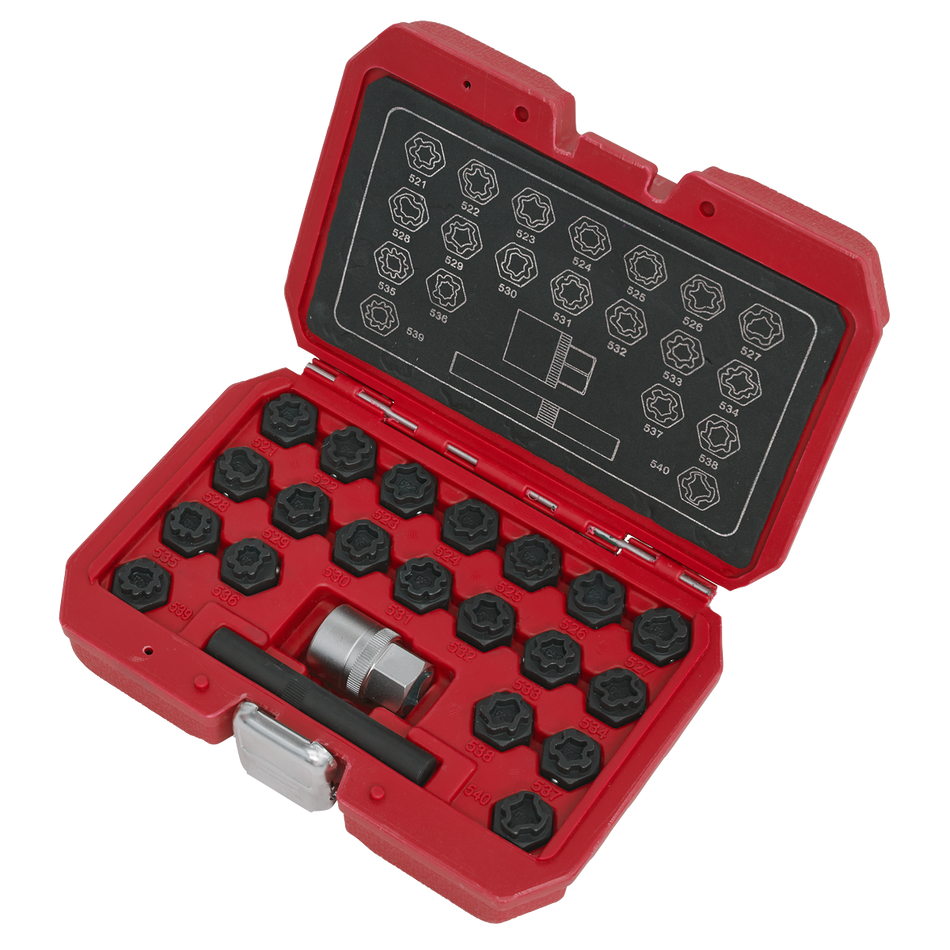 Sealey SX220 22pc Locking Wheel Nut Key Set - VAG