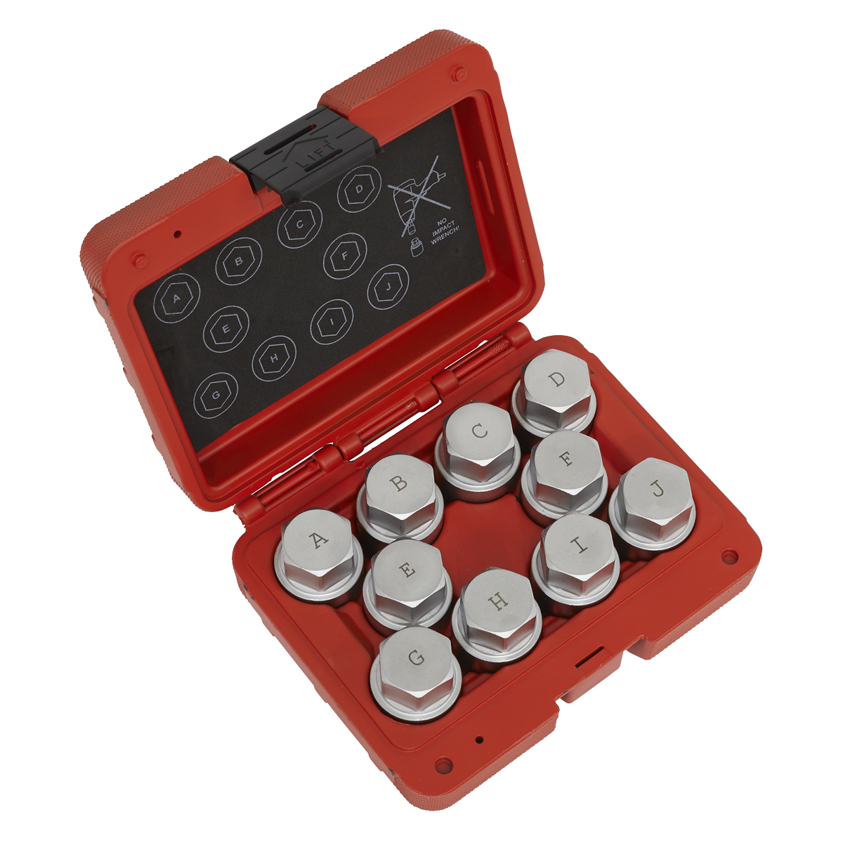 Sealey SX222 10pc Locking Wheel Nut Key Set - Land Rover