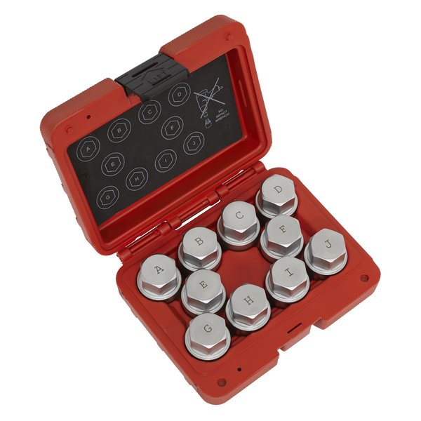 Sealey SX222 10pc Locking Wheel Nut Key Set - Land Rover