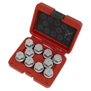Sealey SX222 10pc Locking Wheel Nut Key Set - Land Rover