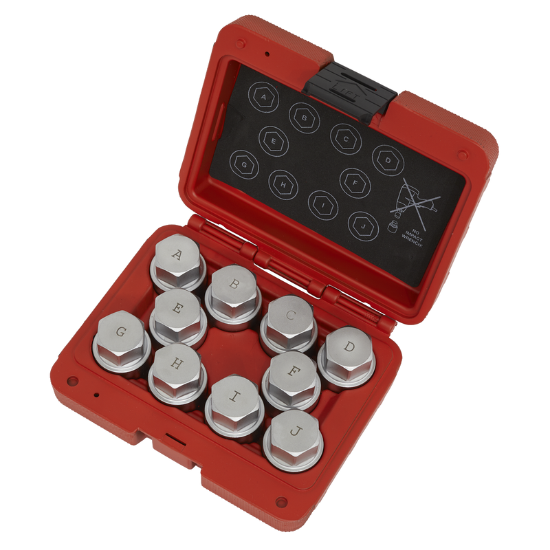 Sealey SX222 10pc Locking Wheel Nut Key Set - Land Rover