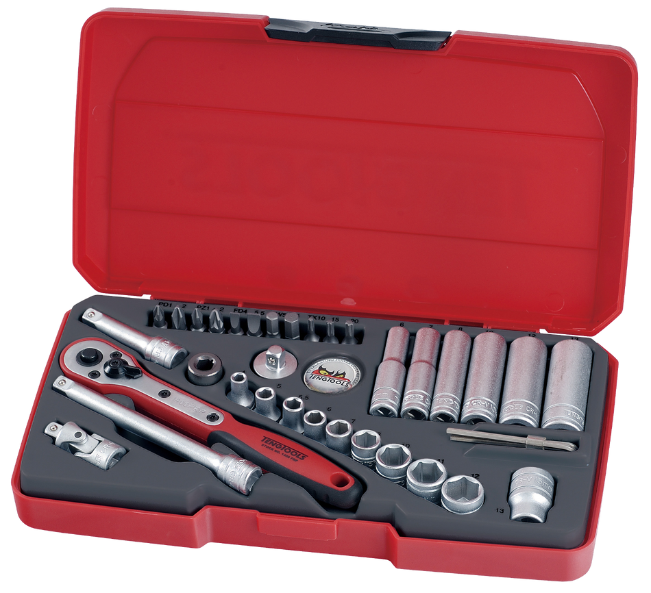 Teng Tools T1436 36 Piece 1/4" Drive MM Socket and Bits Set