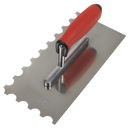 Sealey T6701 Stainless Steel 270mm Semicircle Tooth Trowel - Rubber Handle - Aluminium Foot