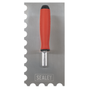 Sealey T6701 Stainless Steel 270mm Semicircle Tooth Trowel - Rubber Handle - Aluminium Foot