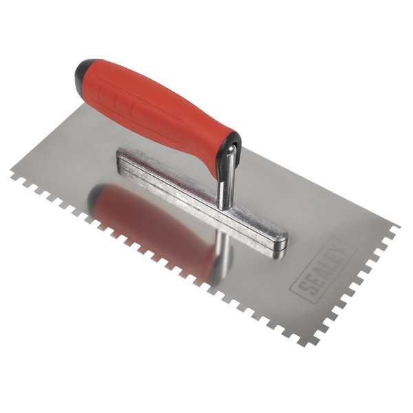 Sealey T7806 Stainless Steel 270mm Notch Trowel - Rubber Handle - 6mm