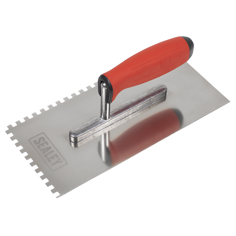 Sealey T7806 Stainless Steel 270mm Notch Trowel - Rubber Handle - 6mm