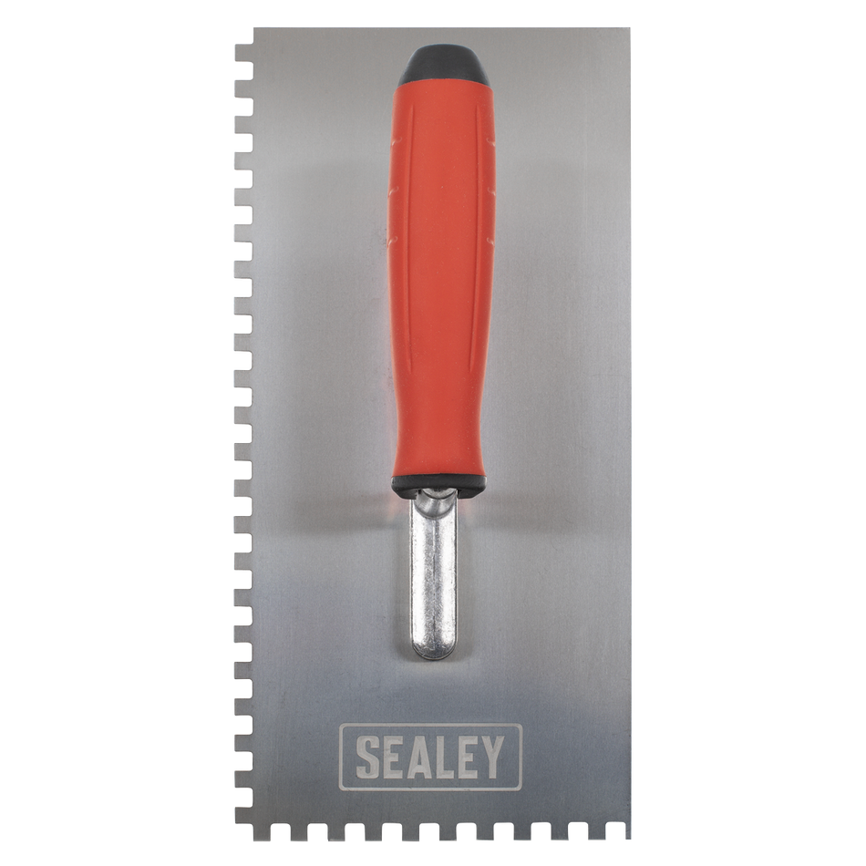 Sealey T7806 Stainless Steel 270mm Notch Trowel - Rubber Handle - 6mm