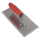 Sealey T7808 Stainless Steel 270mm Notch Trowel - Rubber Handle - 8mm