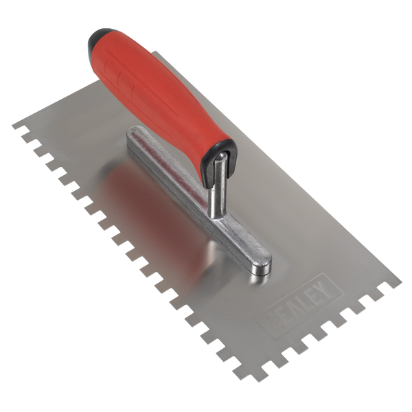 Sealey T7808 Stainless Steel 270mm Notch Trowel - Rubber Handle - 8mm