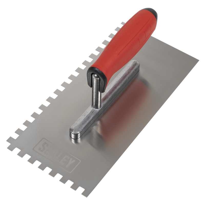 Sealey T7808 Stainless Steel 270mm Notch Trowel - Rubber Handle - 8mm