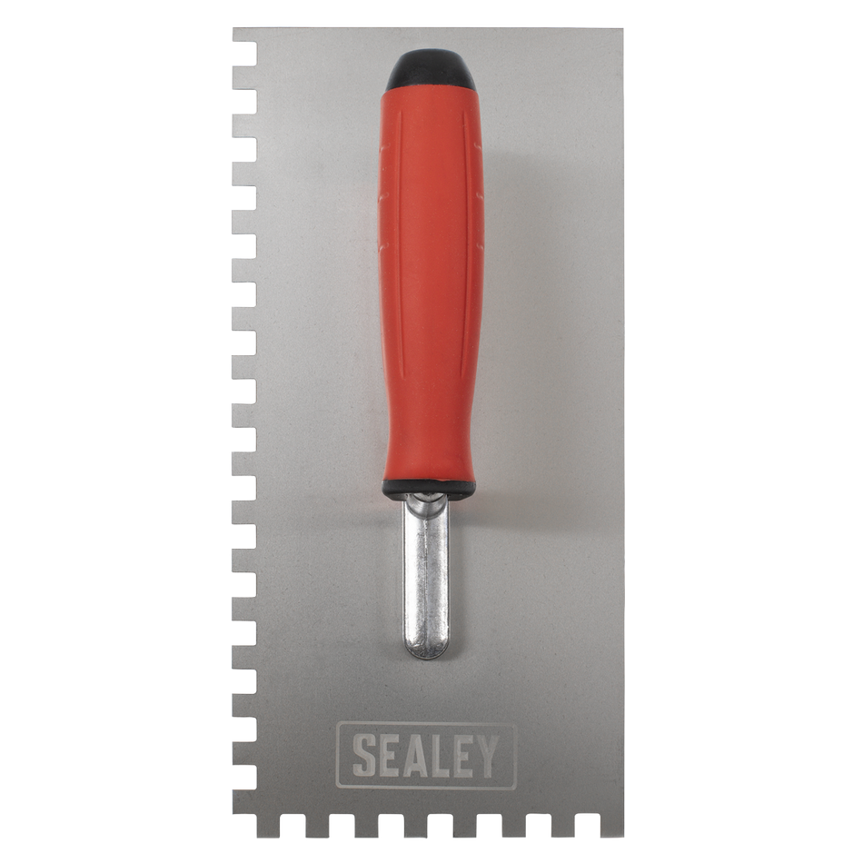 Sealey T7808 Stainless Steel 270mm Notch Trowel - Rubber Handle - 8mm