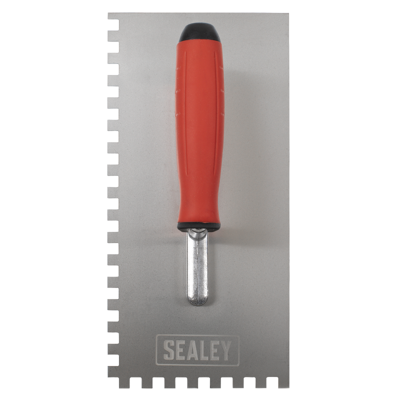Sealey T7808 Stainless Steel 270mm Notch Trowel - Rubber Handle - 8mm
